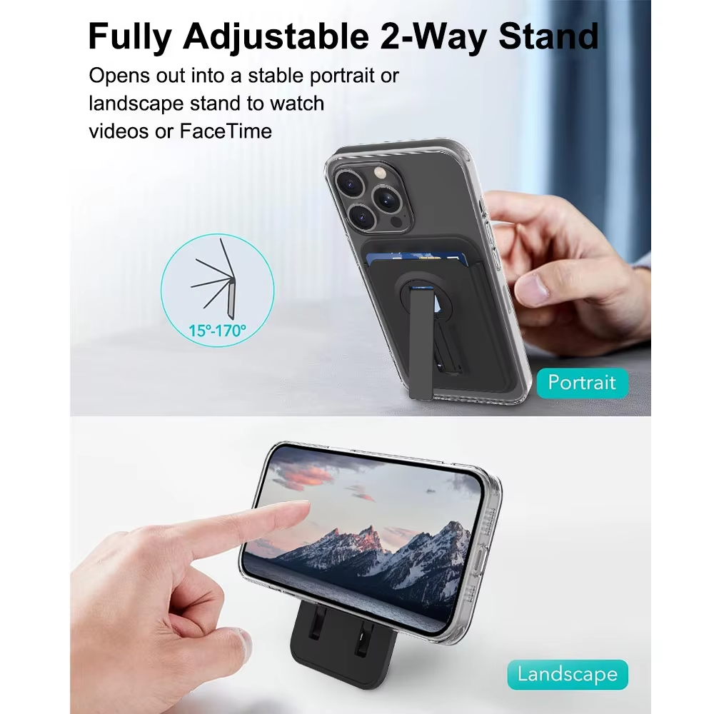 With Kickstand MagSafe Magnetic, RFID Blocking Back Mobile Phone Card Holder With Kickstand MagSafe Magnetic, RFID Blocking Back Mobile Phone Card Holder